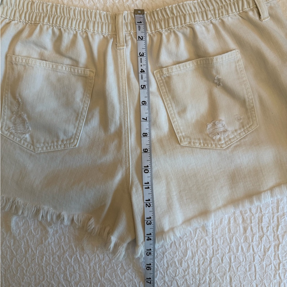 Aerie High-Rise Distressed White Denim Shorts - Size XL - Picture 9 of 10
